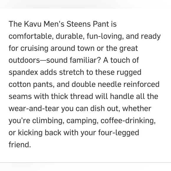 Kavu "Steens" Chino Hiking Pant Jean Khaki Brown Gorpcore | Men's Size 34x33 - Picture 13 of 15